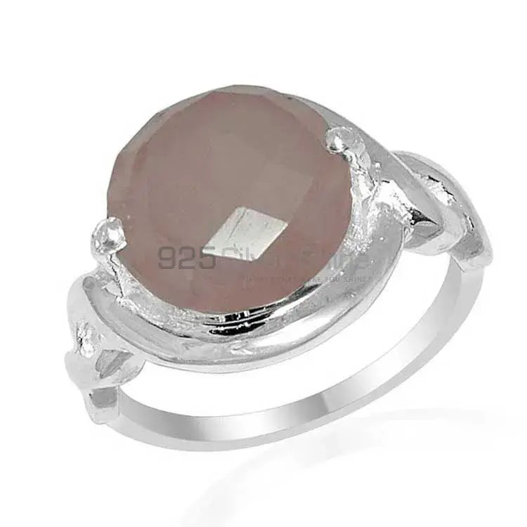 925 Sterling Silver Handmade Rings In Rose Quartz Gemstone Jewelry 925SR1596_1