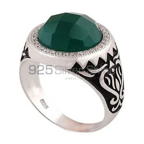 Beautiful 925 Sterling Silver Handmade Rings Manufacturer In Green Onyx Gemstone Jewelry 925SR3998