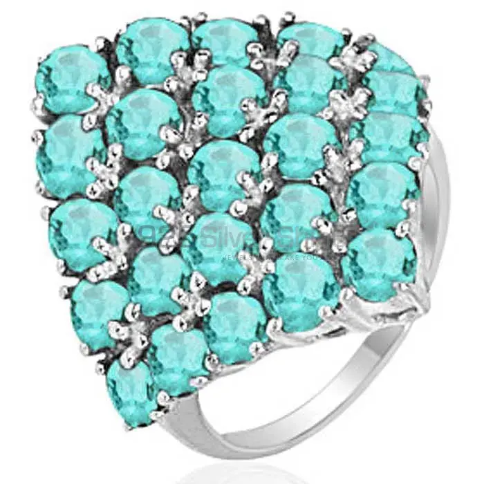 Beautiful 925 Sterling Silver Handmade Rings Suppliers In Blue Topaz Gemstone Jewelry 925SR2053