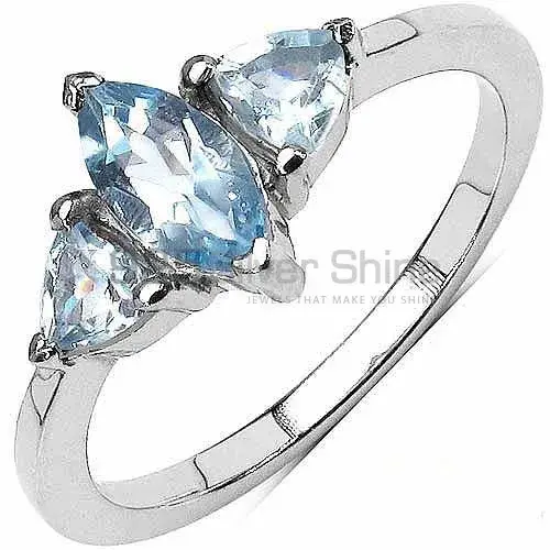 Beautiful 925 Sterling Silver Handmade Rings Suppliers In Blue Topaz Gemstone Jewelry 925SR3089