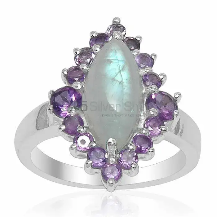 Beautiful 925 Sterling Silver Handmade Rings Suppliers In Rainbow Moonstone Jewelry 925SR1512