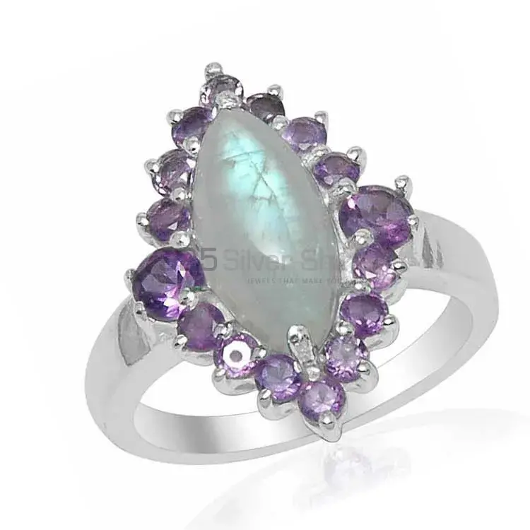 925 Sterling Silver Handmade Rings In Rainbow Moonstone Jewelry 925SR1512_1