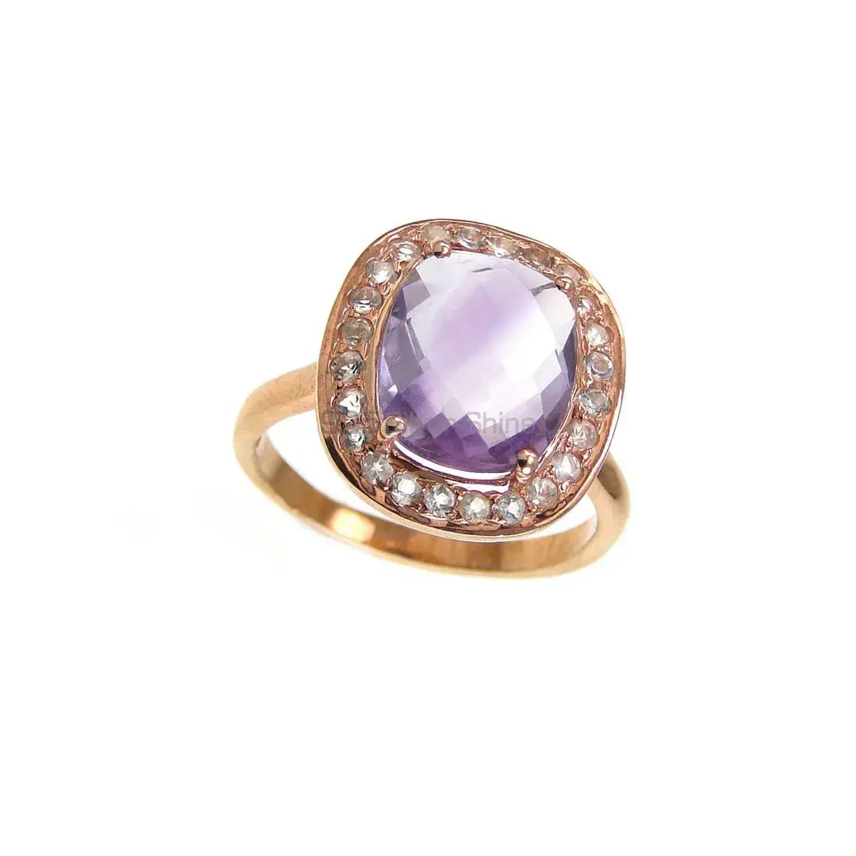 Amethyst And CZ Gemstone Sterling Silver Rings 925SR3799