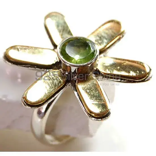 Flower Design Sterling Silver Peridot Rings 925SR3720