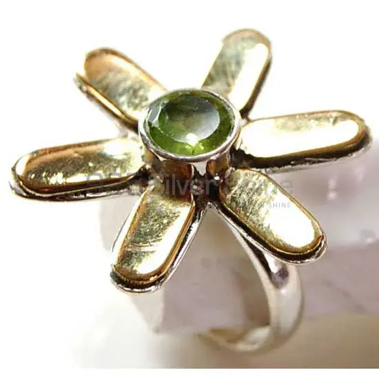 Flower Design Sterling Silver Peridot Rings 925SR3720_0