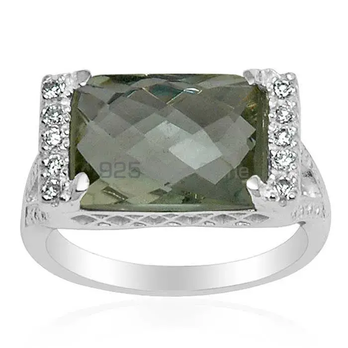 Green Amethyst Octagon Sterling Silver Rings 925SR1586_0