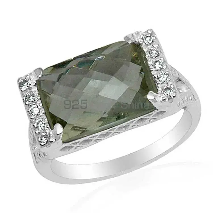 Green Amethyst Octagon Sterling Silver Rings 925SR1586_1