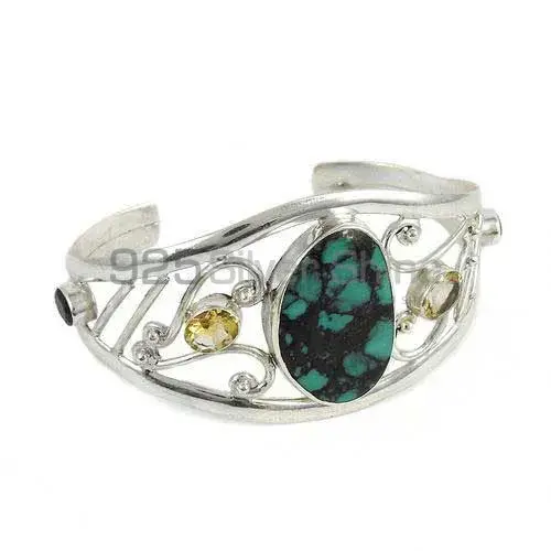 Sterling Silver Handmade Cuff Bangle In Multi Gemstone 925SSB270