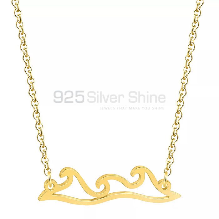 Water Wave Charm Necklace In Sterling Silver WWMN638