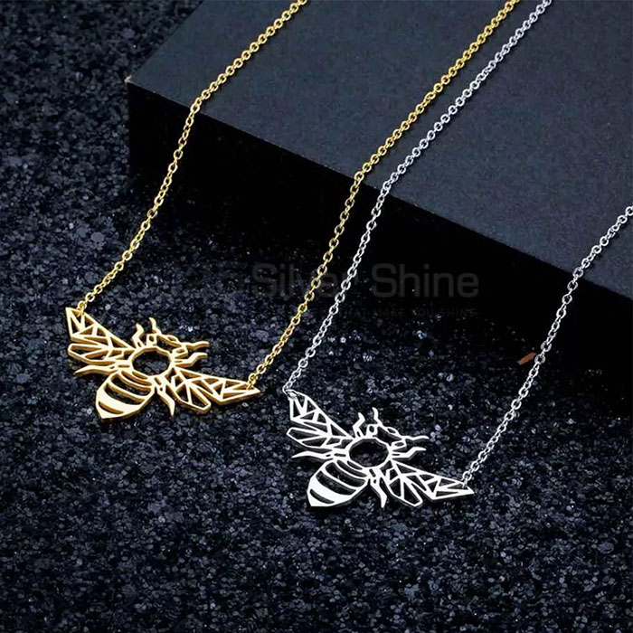 Bee Necklace, Animal Minimalist Necklace In 925 Sterling Silver AMN176