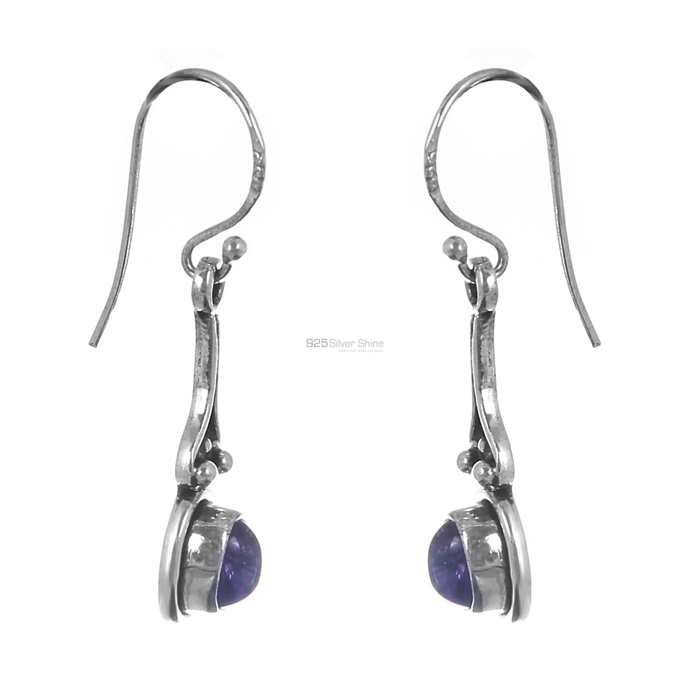 Antique Silver Earring In Amethyst Gemstone Jewelry 925SE176_1
