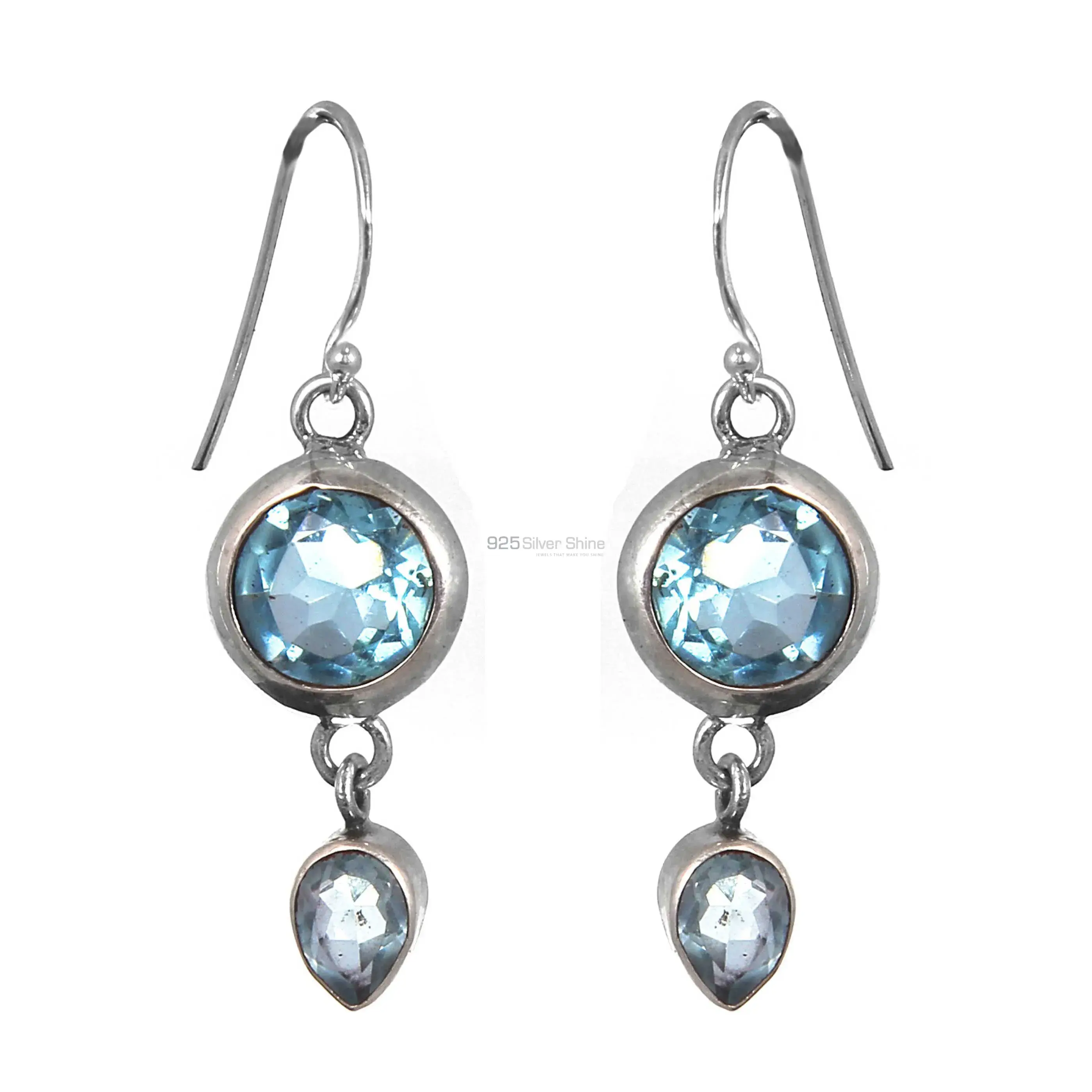 Best Buy Bezel Blue Topaz Earring In Sterling Silver Jewelry 925SE163
