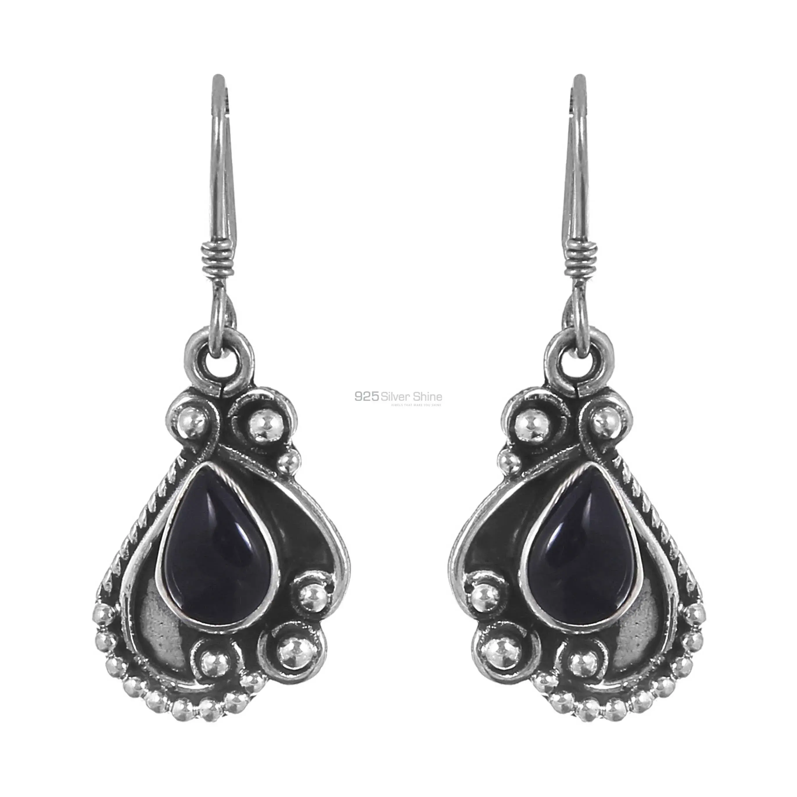 Sterling Silver Earring In Black Onyx Gemstone Jewelry 925SE160_1