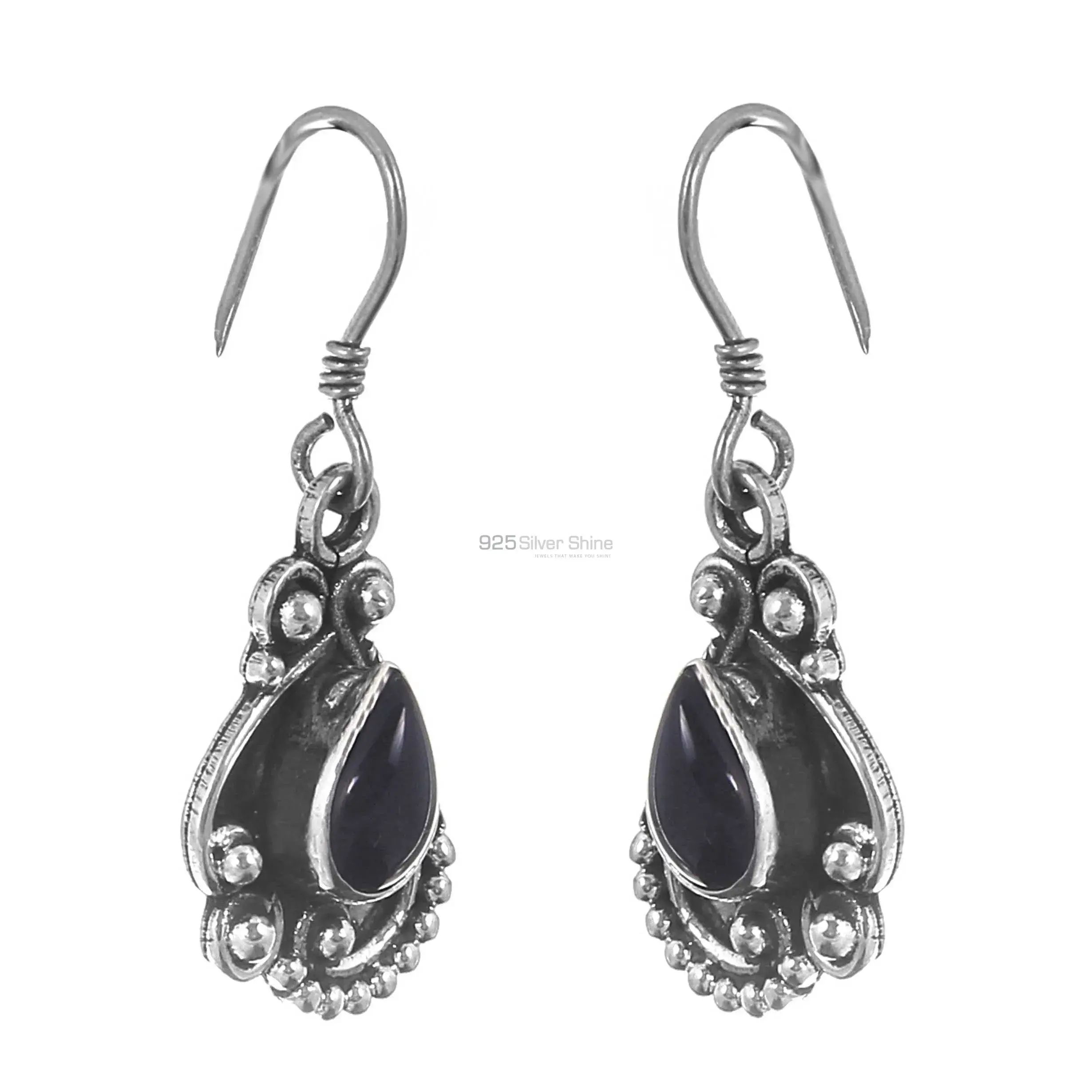 Sterling Silver Earring In Black Onyx Gemstone Jewelry 925SE160_2