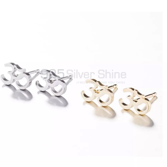 Best Collection Om Symbol Stud Earring In Sterling Silver SMME556_2