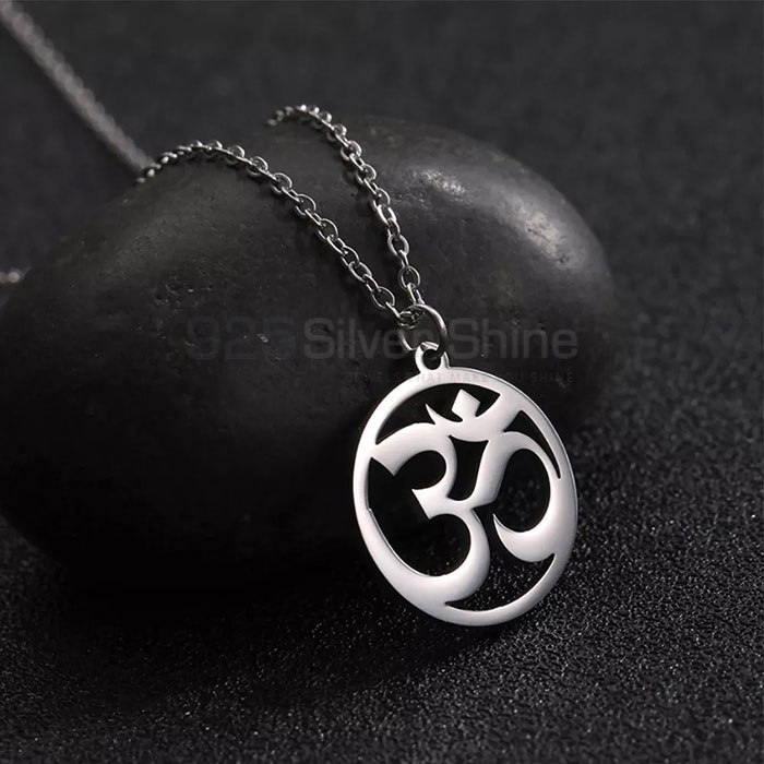 Om Symbol Charm Necklace In 925 Silver SMMN568