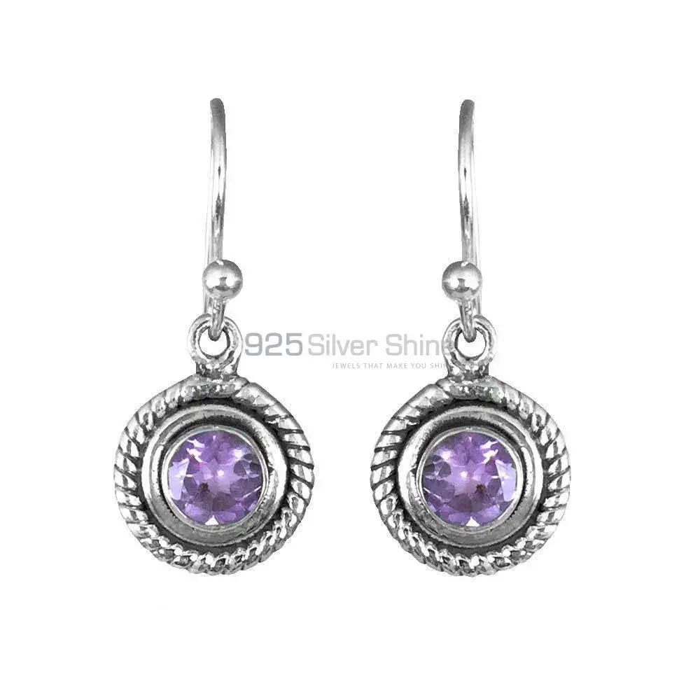 925 Sterling Silver Earrings In Amethyst Gemstone Jewelry 925SE1371_0