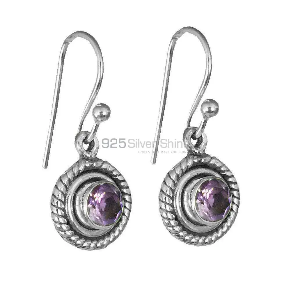 925 Sterling Silver Earrings In Amethyst Gemstone Jewelry 925SE1371_1