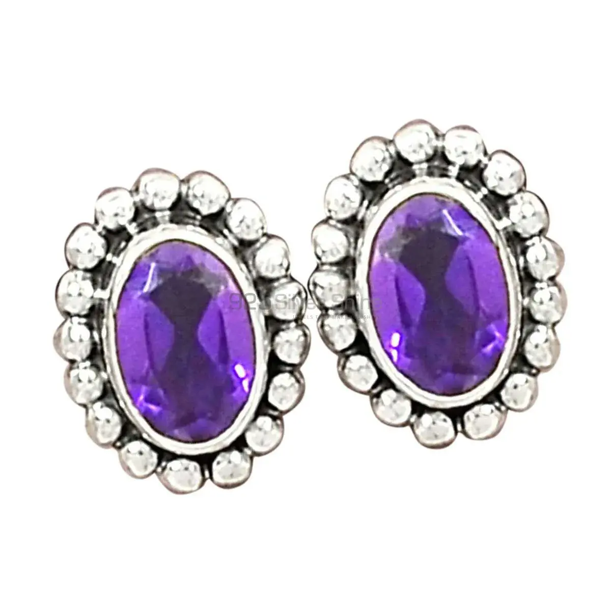 925 Sterling Silver Earrings In Amethyst Gemstone Jewelry 925SE2693_0