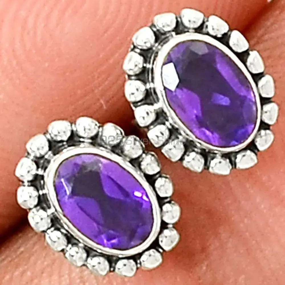 925 Sterling Silver Earrings In Amethyst Gemstone Jewelry 925SE2693_2
