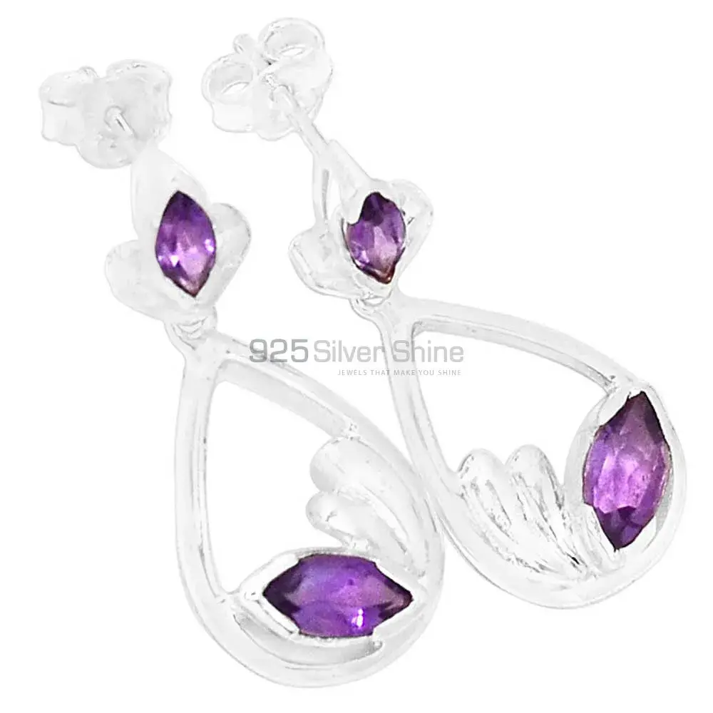 925 Sterling Silver Earrings In Amethyst Gemstone Jewelry 925SE432_0
