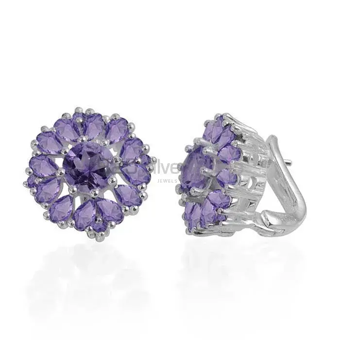 925 Sterling Silver Earrings In Amethyst Gemstone Jewelry 925SE985_0