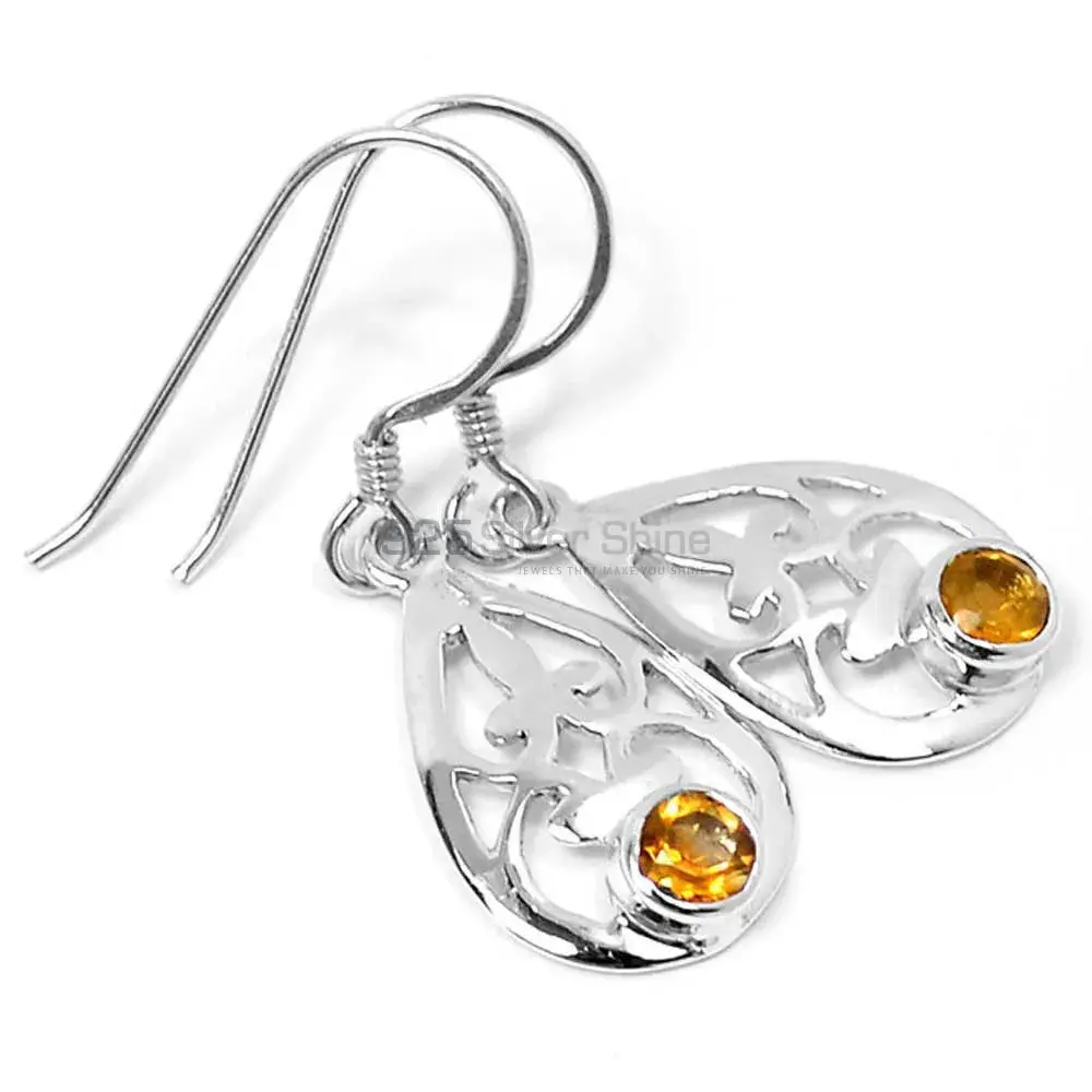 925 Sterling Silver Earrings In Citrine Gemstone Jewelry 925SE511