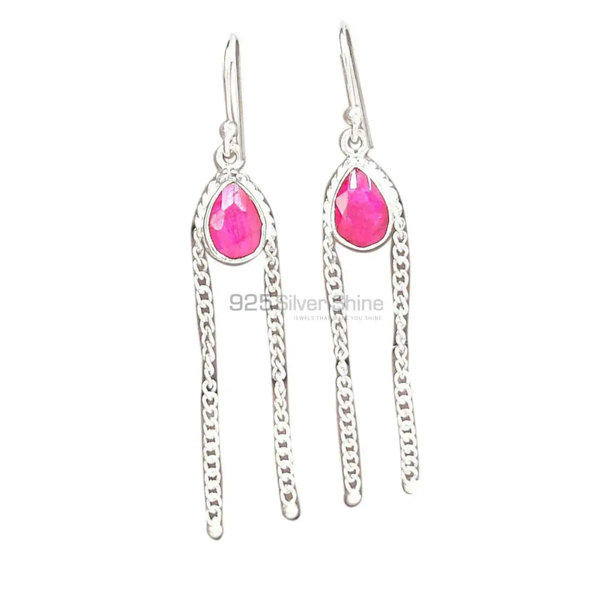 Best Design 925 Sterling Silver Earrings In Dyed Ruby Gemstone Jewelry 925SE2068