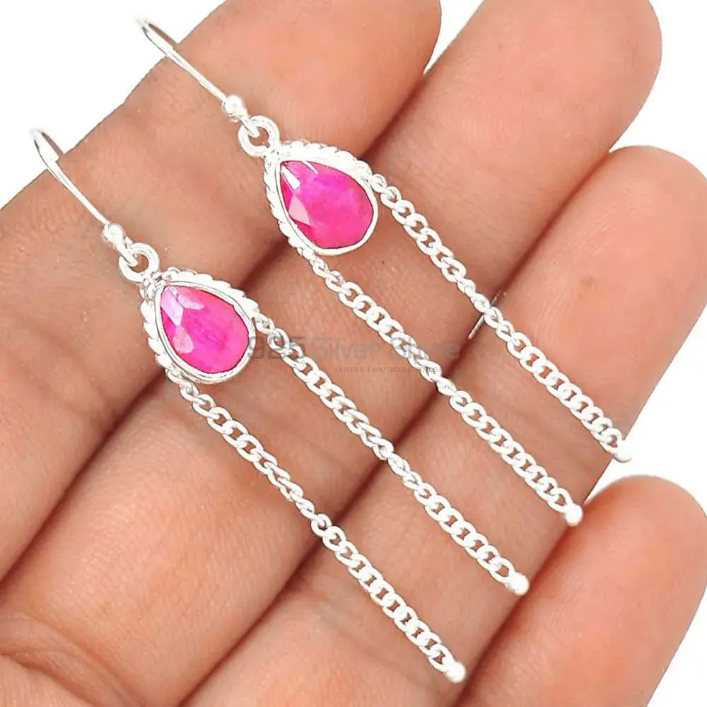Best Design 925 Sterling Silver Earrings In Dyed Ruby Gemstone Jewelry 925SE2068_0