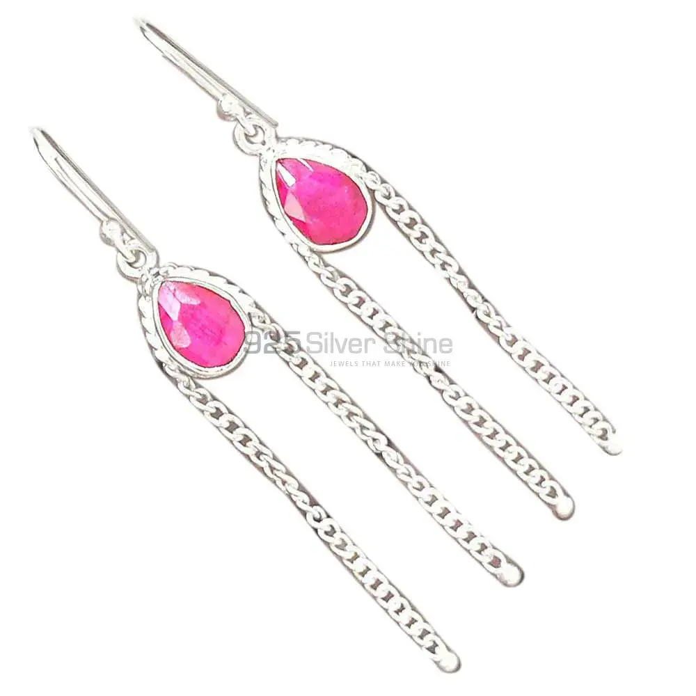 Best Design 925 Sterling Silver Earrings In Dyed Ruby Gemstone Jewelry 925SE2068_1