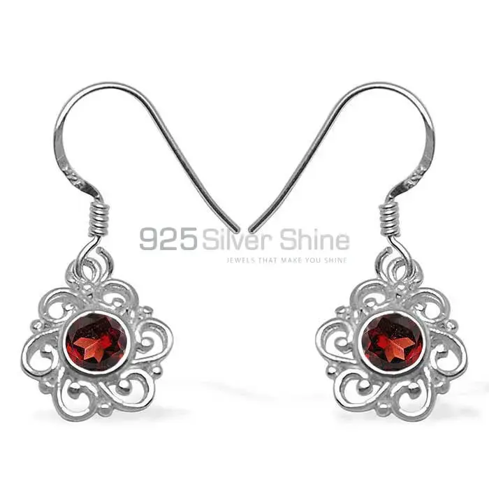 925 Sterling Silver Earrings In Garnet Gemstone Jewelry 925SE1064_0