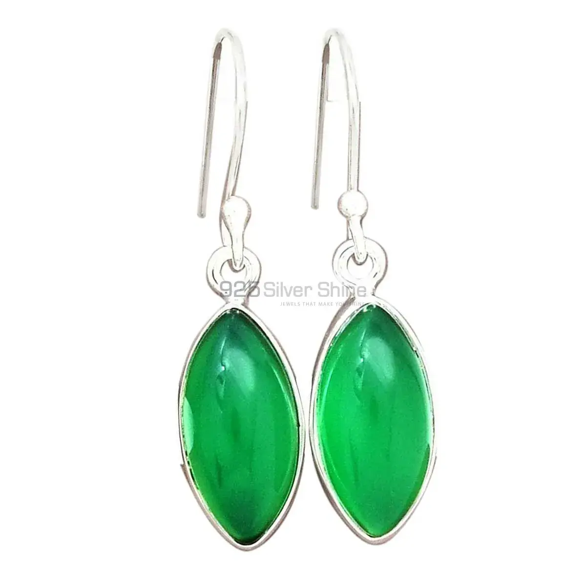 925 Sterling Silver Earrings In Green Onyx Gemstone Jewelry 925SE2226_0