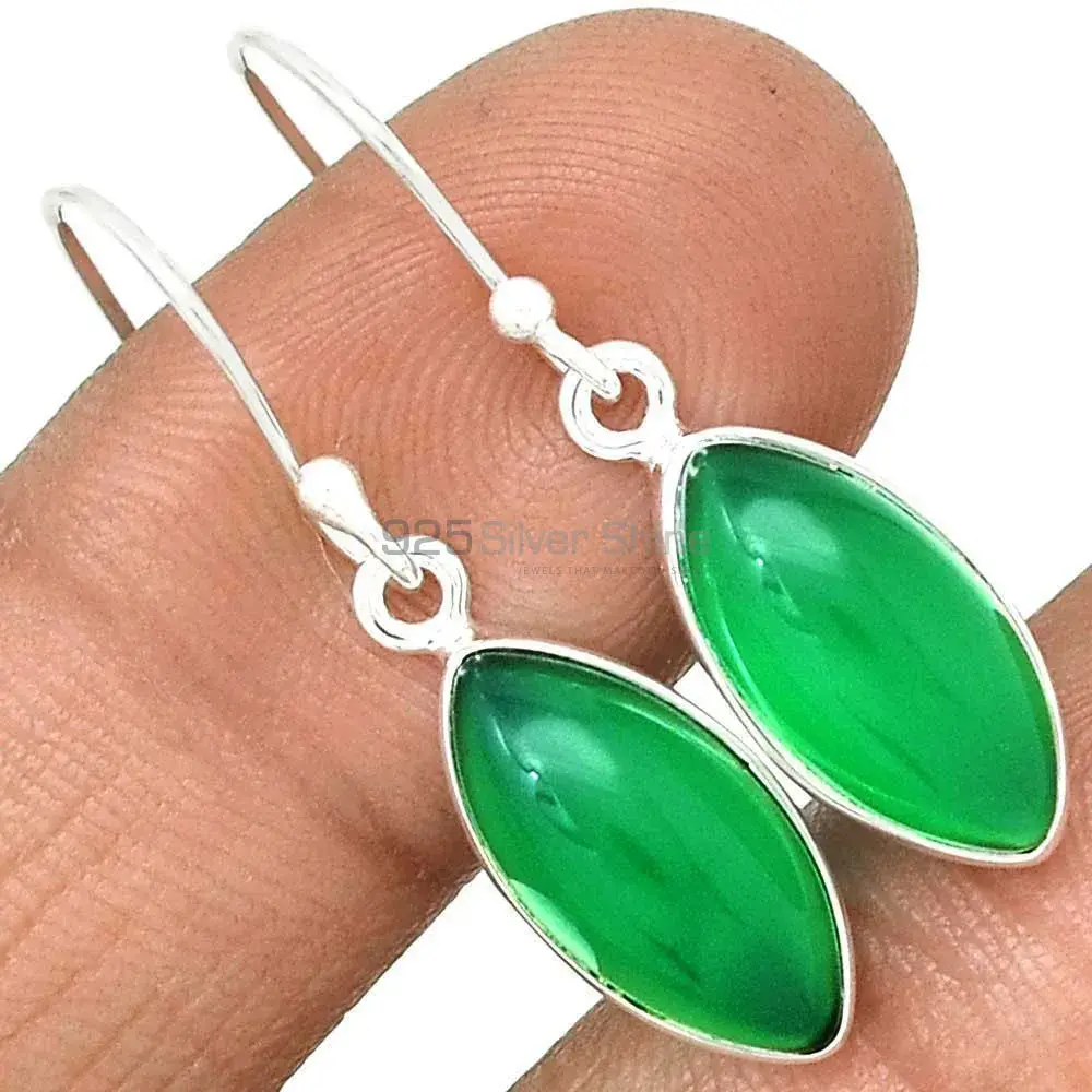 Best Design 925 Sterling Silver Earrings In Green Onyx Gemstone Jewelry 925SE2226_0