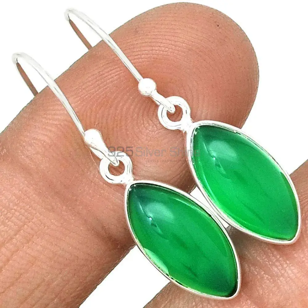 925 Sterling Silver Earrings In Green Onyx Gemstone Jewelry 925SE2226_1