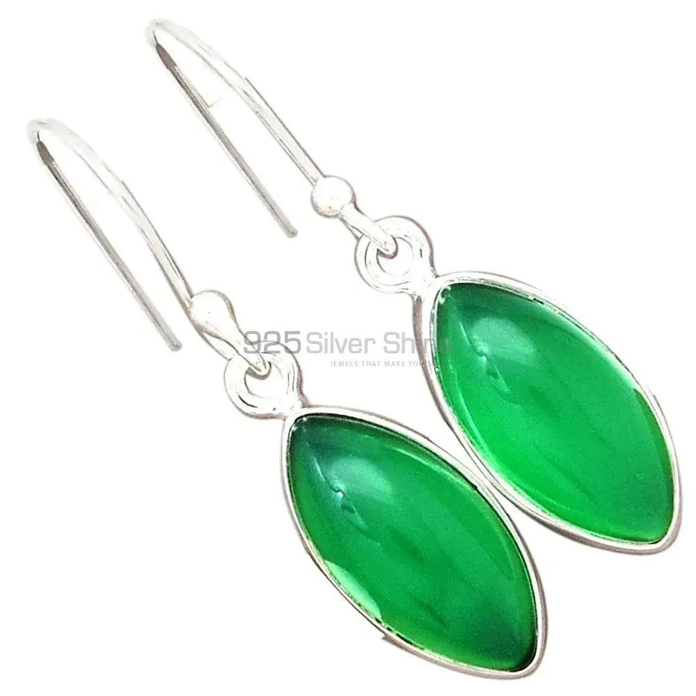 Best Design 925 Sterling Silver Earrings In Green Onyx Gemstone Jewelry 925SE2226_1