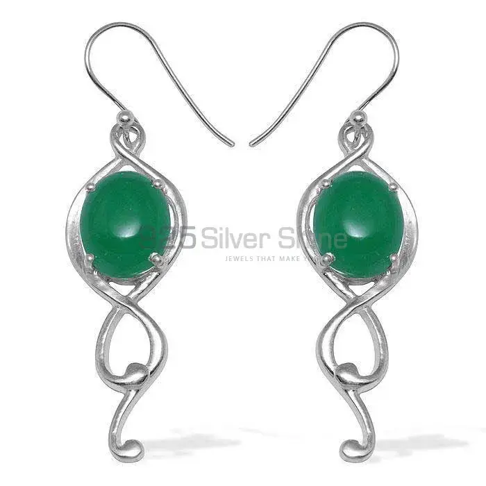 Best Design 925 Sterling Silver Earrings In Green Onyx Gemstone Jewelry 925SE827