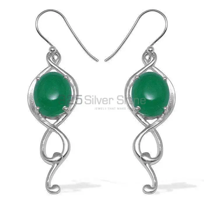 925 Sterling Silver Earrings In Green Onyx Gemstone Jewelry 925SE827