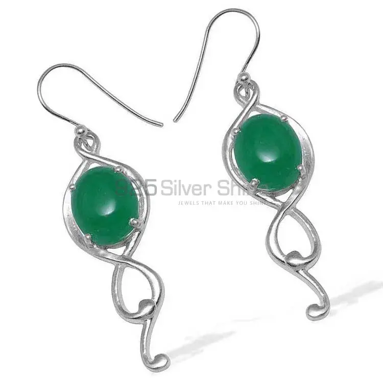 925 Sterling Silver Earrings In Green Onyx Gemstone Jewelry 925SE827_0