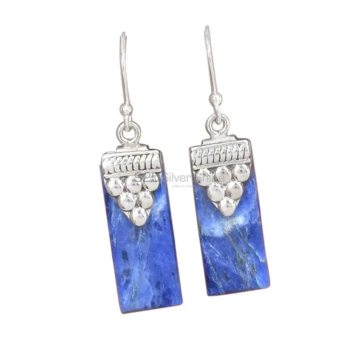 925 Sterling Silver Earrings In Lapis Gemstone Jewelry 925SE2463_0