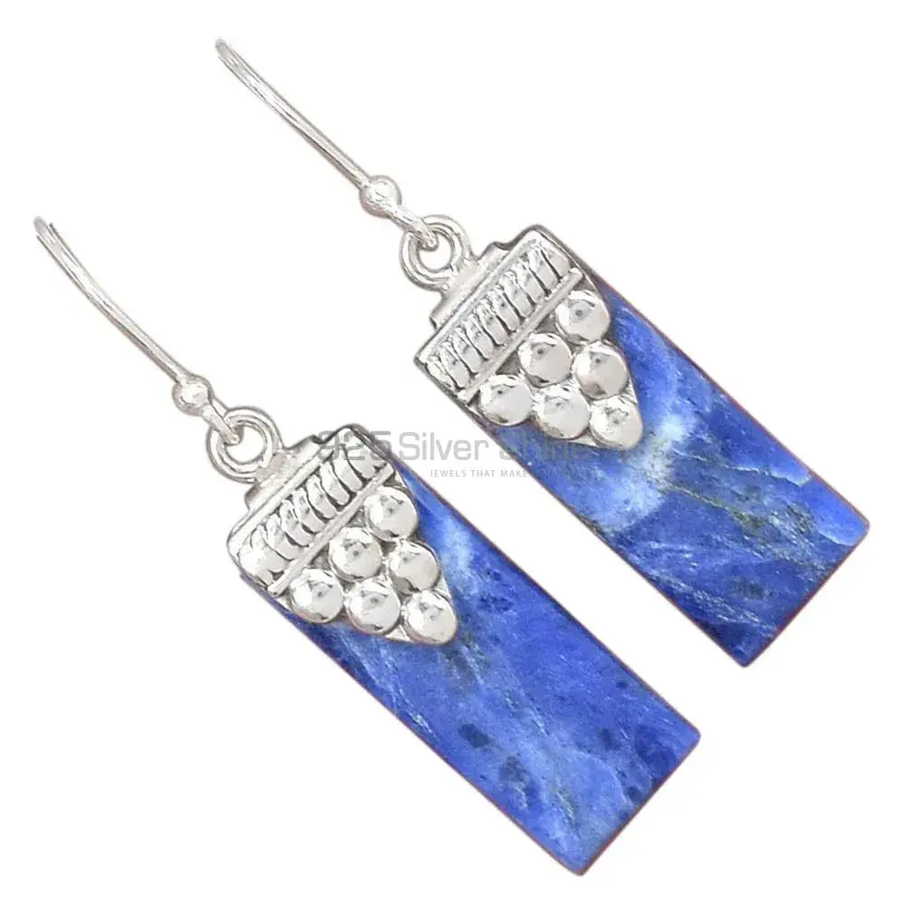 925 Sterling Silver Earrings In Lapis Gemstone Jewelry 925SE2463_2
