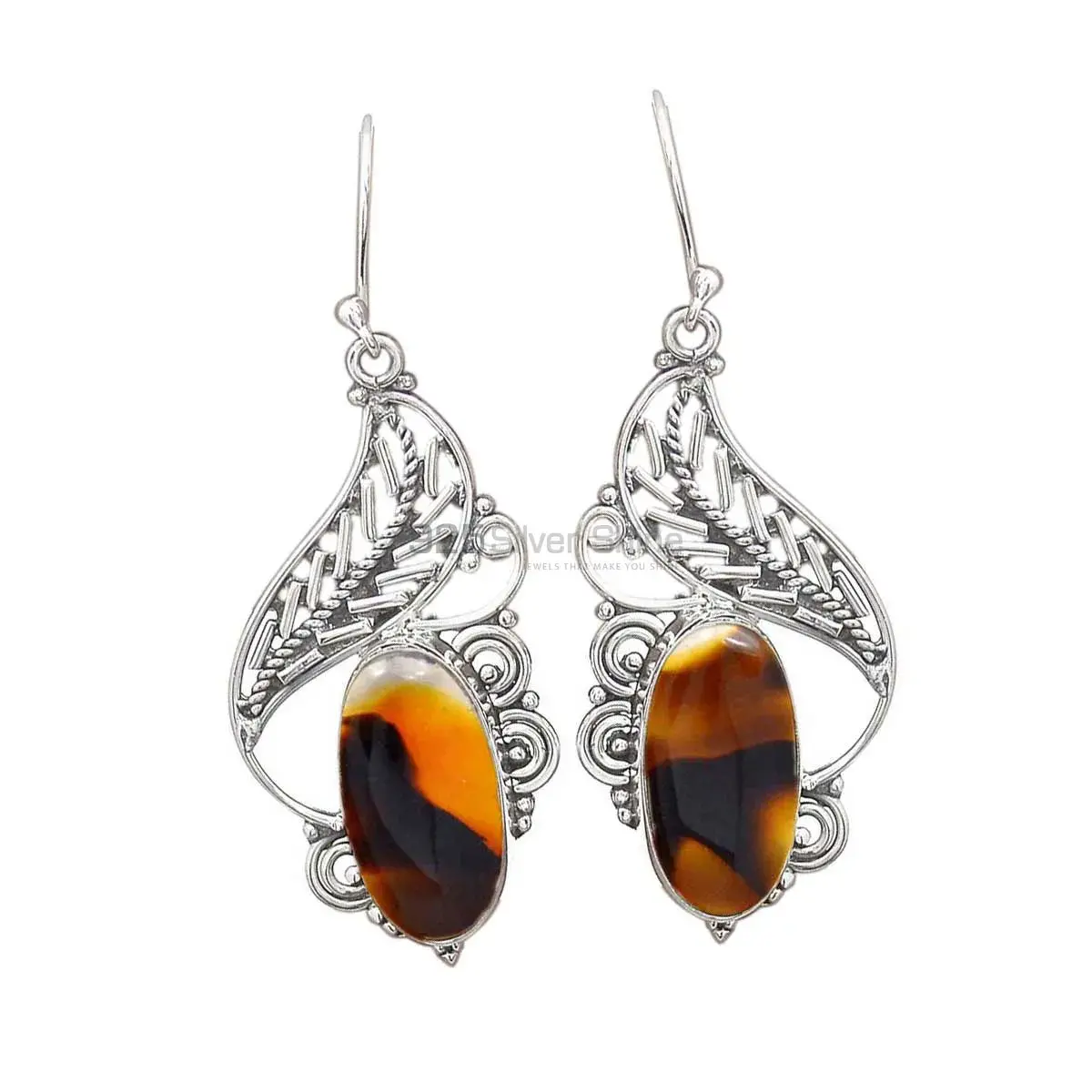 925 Sterling Silver Earrings In Montana Jasper Gemstone Jewelry 925SE2939_0