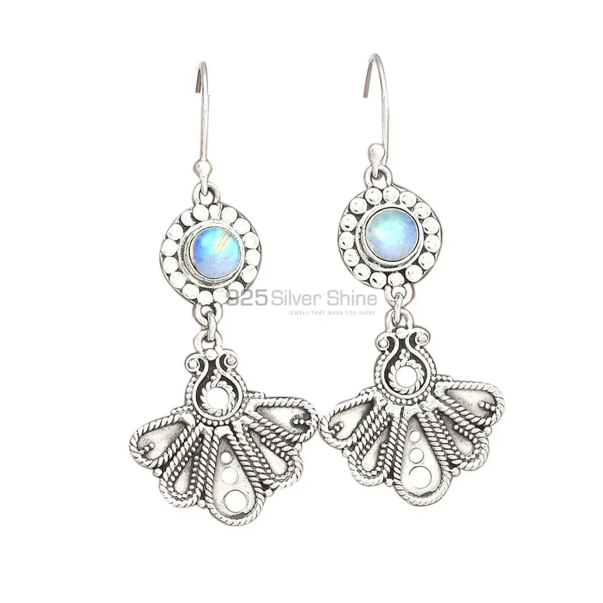 925 Sterling Silver Earrings In Rainbow Moonstone Jewelry 925SE3097