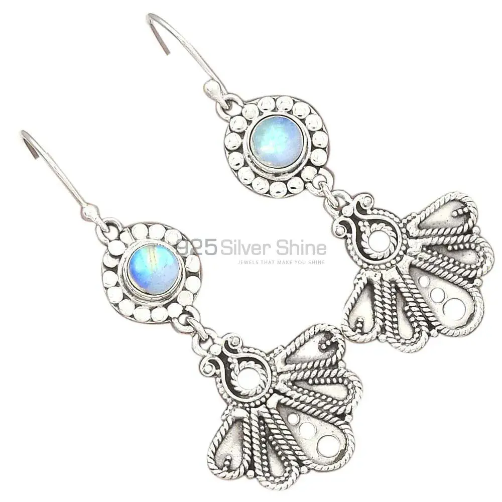925 Sterling Silver Earrings In Rainbow Moonstone Jewelry 925SE3097_1