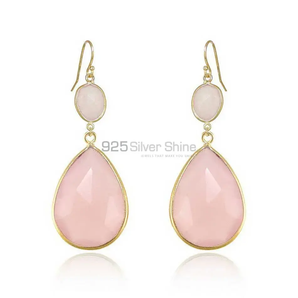 Best Design 925 Sterling Silver Earrings In Rose Quartz Gemstone Jewelry 925SE1888
