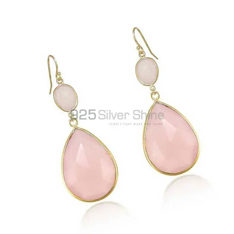 Best Design 925 Sterling Silver Earrings In Rose Quartz Gemstone Jewelry 925SE1888_0