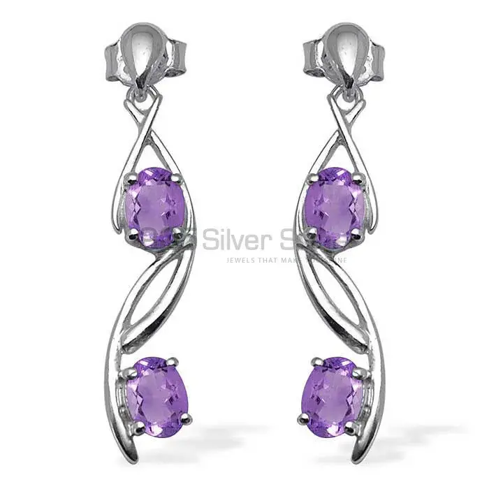 Best Design 925 Sterling Silver Earrings Wholesaler In Amethyst Gemstone Jewelry 925SE1074