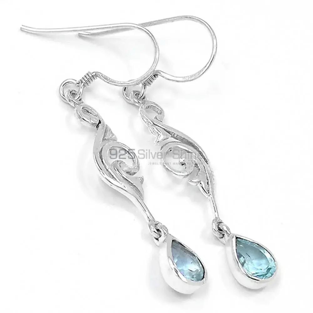 Best Design 925 Sterling Silver Earrings Wholesaler In Blue Topaz Gemstone Jewelry 925SE521