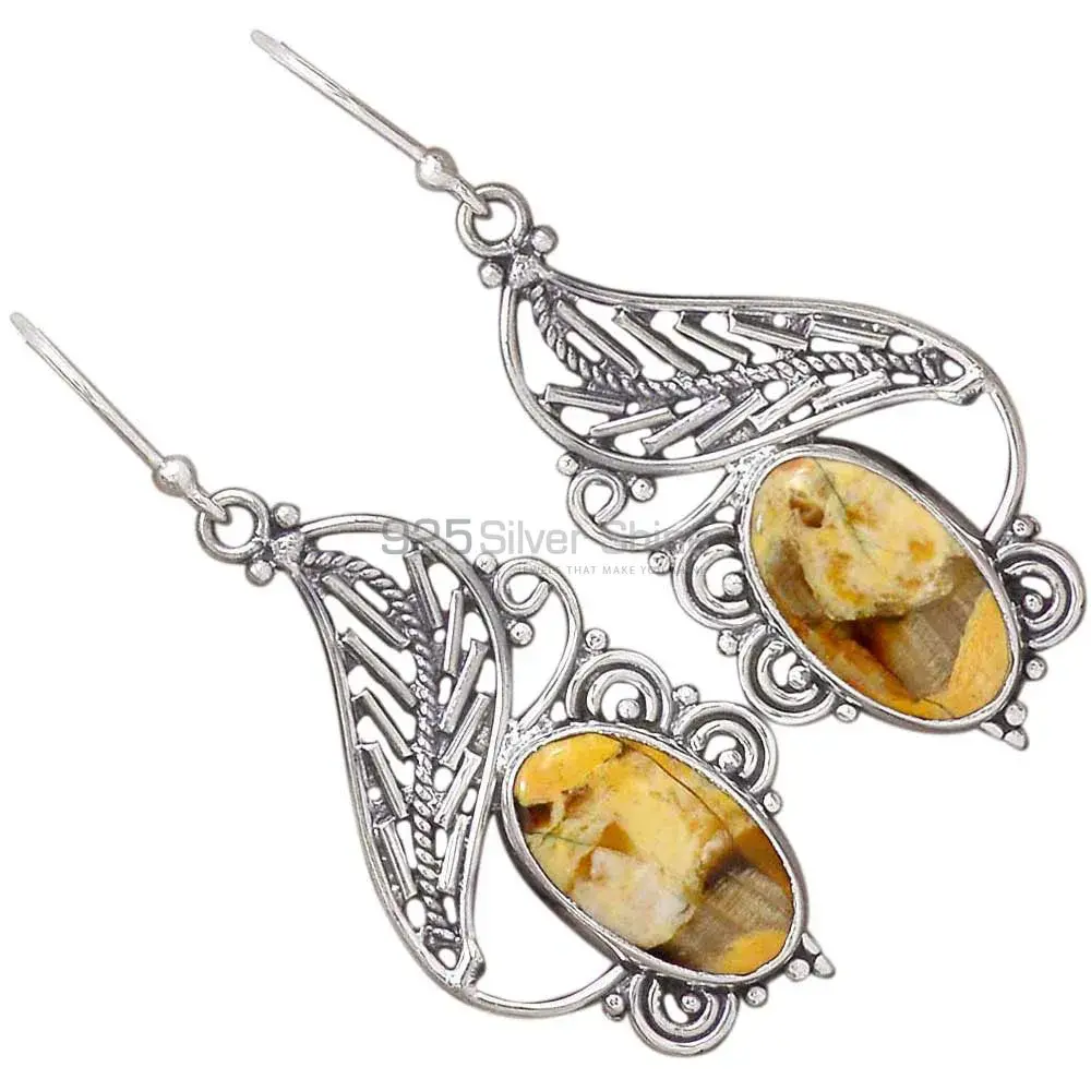 925 Sterling Silver Earrings In Peanut Wood Gemstone Jewelry 925SE2949_2