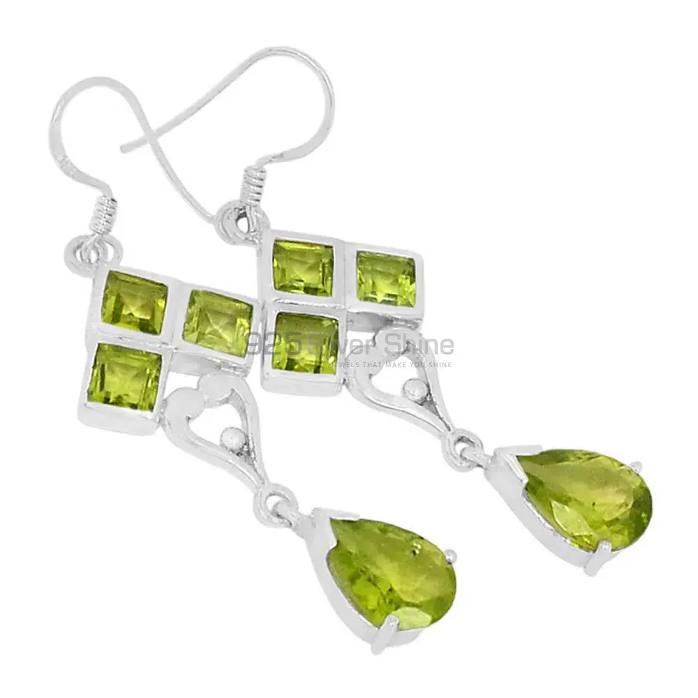 Best Design 925 Sterling Silver Earrings Wholesaler In Peridot Gemstone Jewelry 925SE600