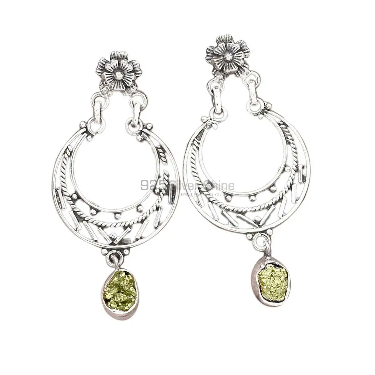 925 Sterling Silver Earrings In Pyrite Druzy Gemstone Jewelry 925SE3107